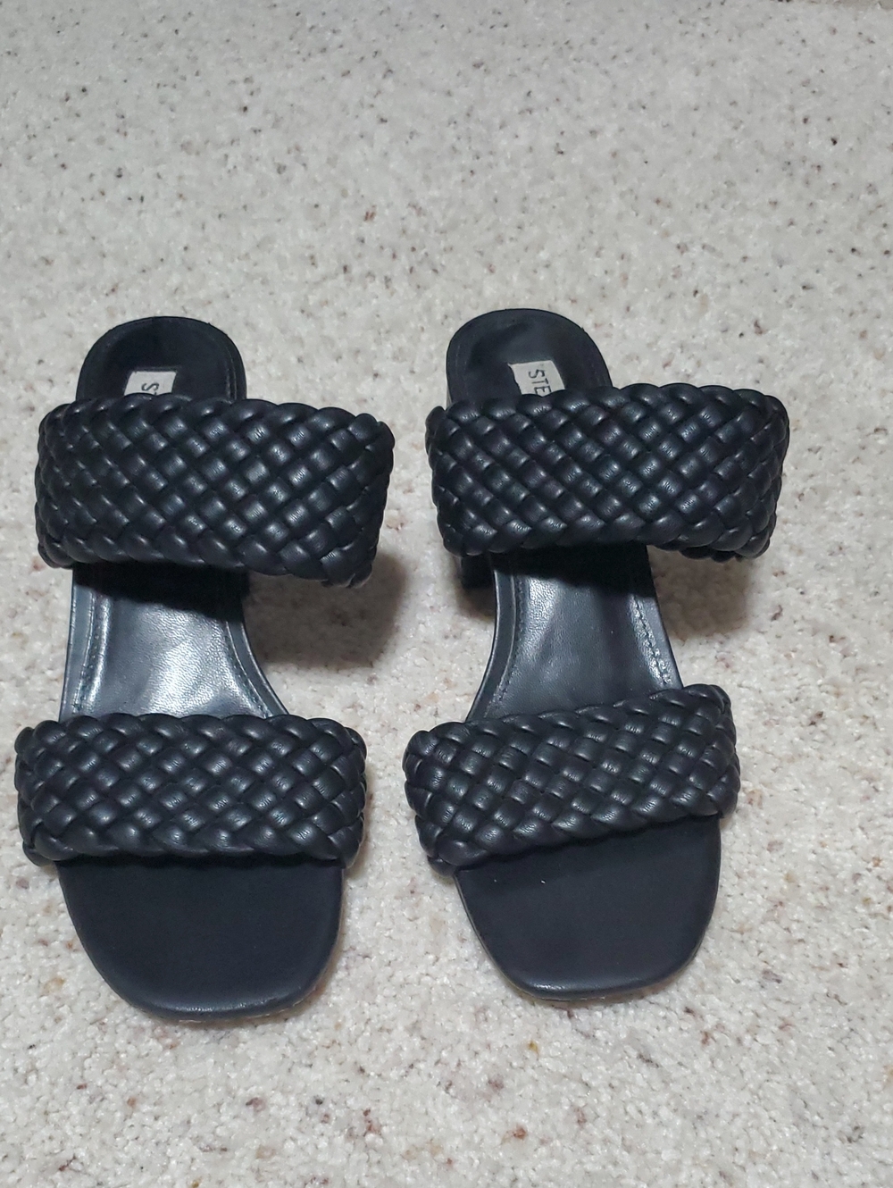 Steve Madden Black Braided Double-Strap Slide Mules